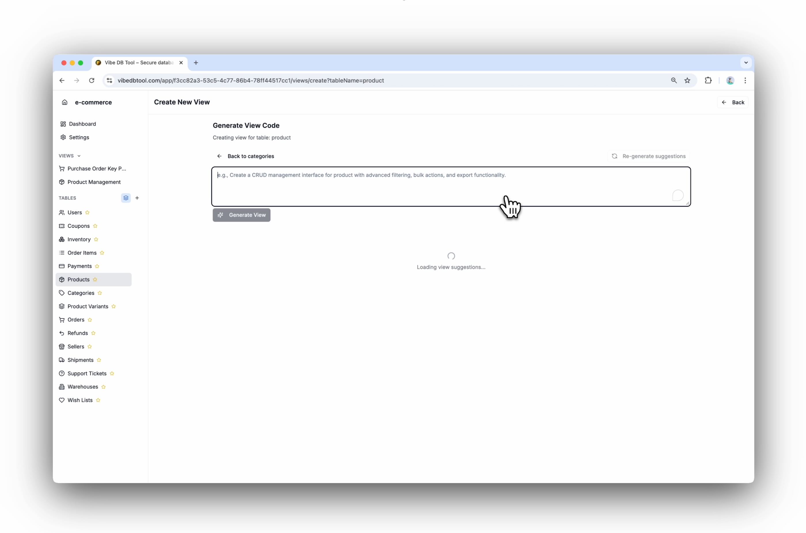 Vibe DB Tool walkthrough preview